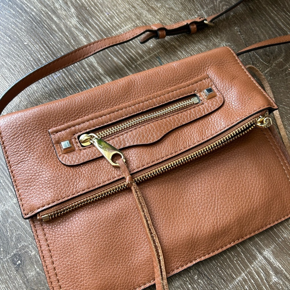 Rebecca Minkoff Brown Crossbody Bag with Gold Zippers - Picture 3 of 6